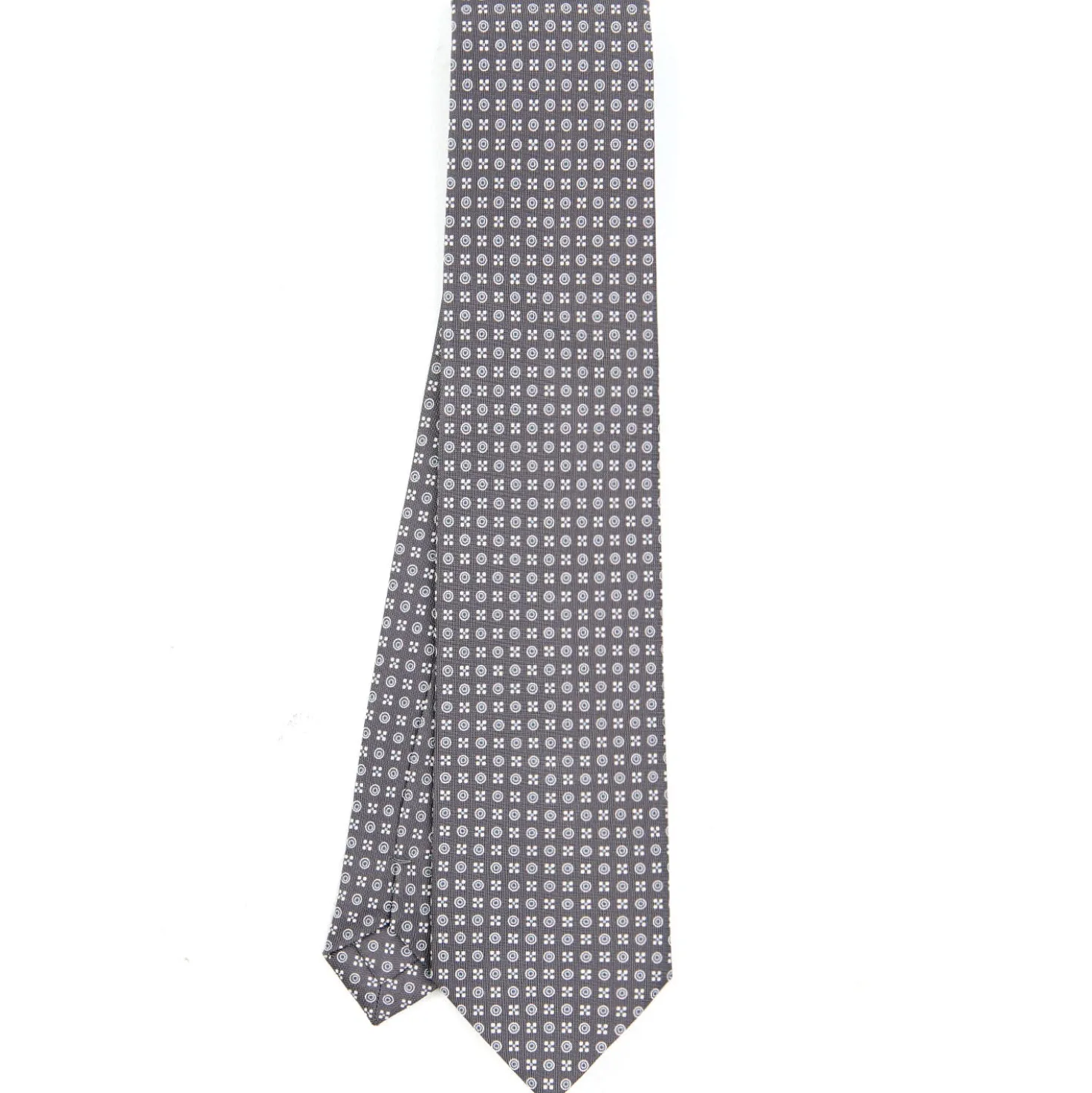 CRAVATTA SARTORIALE CLASSICA IN SETA GRIGIO SCURO Microfantasia fiore