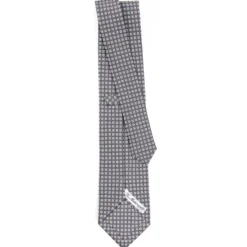 CRAVATTA SARTORIALE CLASSICA IN SETA GRIGIO SCURO Microfantasia fiore