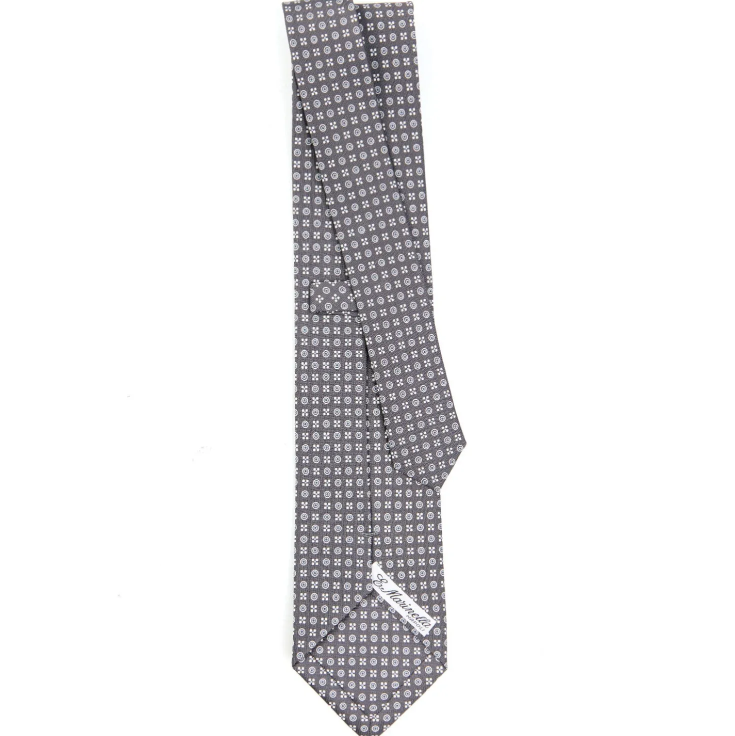 CRAVATTA SARTORIALE CLASSICA IN SETA GRIGIO SCURO Microfantasia fiore