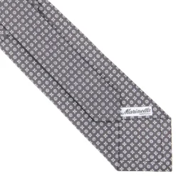 CRAVATTA SARTORIALE CLASSICA IN SETA GRIGIO SCURO Microfantasia fiore