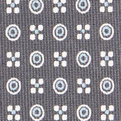 CRAVATTA SARTORIALE CLASSICA IN SETA GRIGIO SCURO Microfantasia fiore
