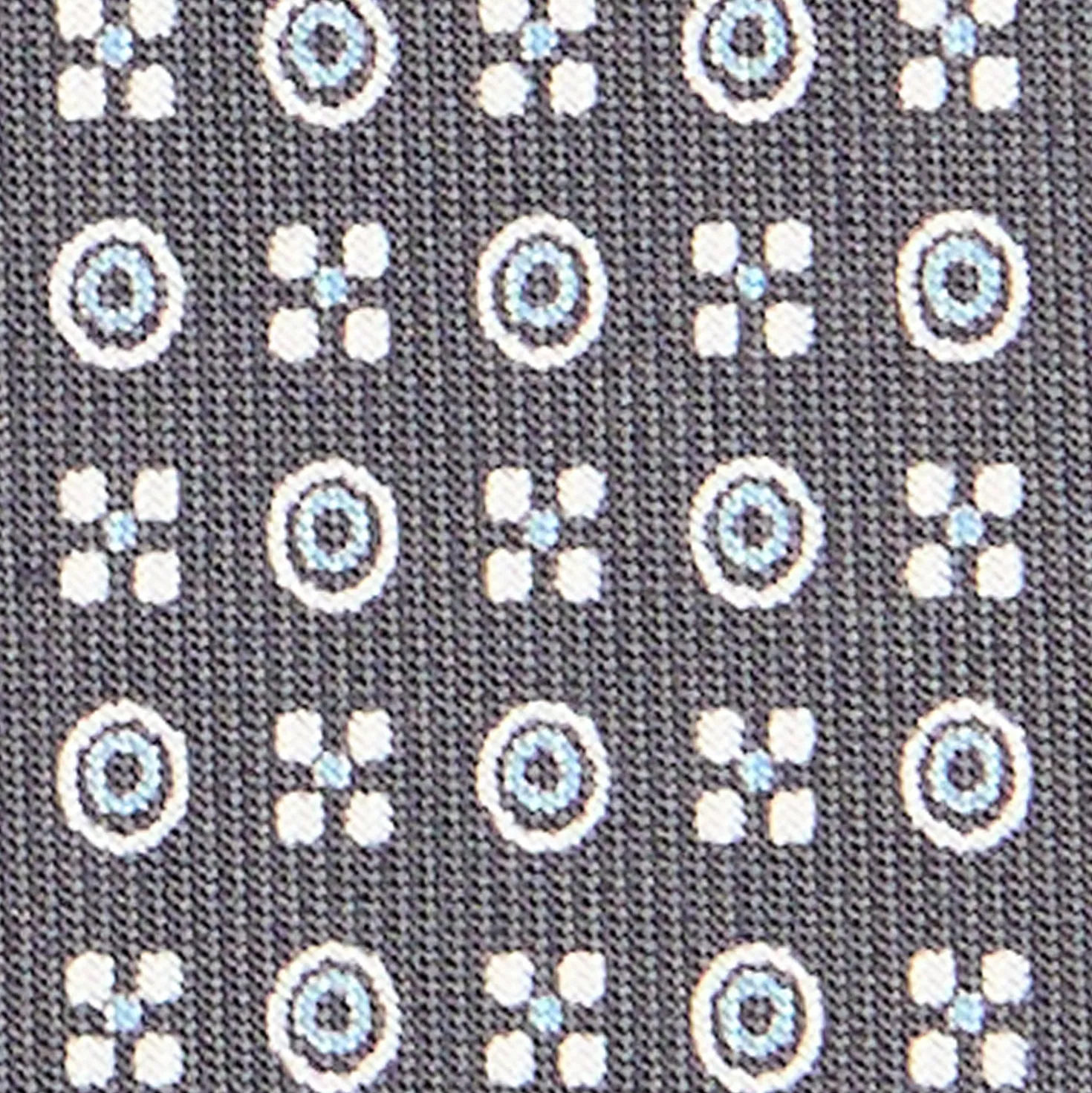 CRAVATTA SARTORIALE CLASSICA IN SETA GRIGIO SCURO Microfantasia fiore