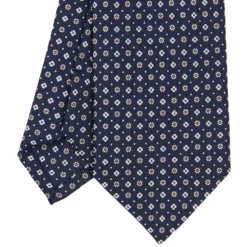 CRAVATTA SARTORIALE CLASSICA IN SETA BLU SCURO Microfantasia fiore