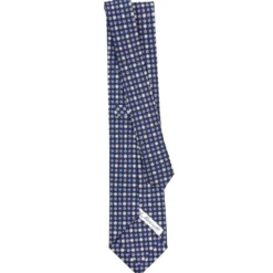 CRAVATTA SARTORIALE CLASSICA IN SETA BLU SCURO Microfantasia fiore