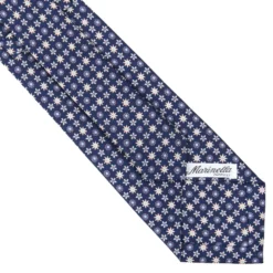 CRAVATTA SARTORIALE CLASSICA IN SETA BLU SCURO Microfantasia fiore