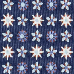 CRAVATTA SARTORIALE CLASSICA IN SETA BLU SCURO Microfantasia fiore