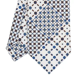 CRAVATTA SARTORIALE CLASSICA IN SETA BIANCA Patchwork