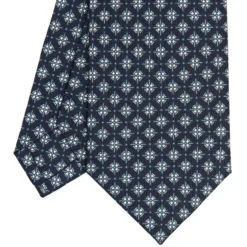 CRAVATTA SARTORIALE CLASSICA IN SETA BLU SCURO Microfantasia fiore