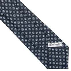 CRAVATTA SARTORIALE CLASSICA IN SETA BLU SCURO Microfantasia fiore