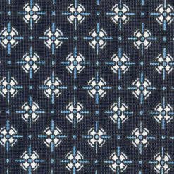 CRAVATTA SARTORIALE CLASSICA IN SETA BLU SCURO Microfantasia fiore
