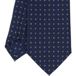 CRAVATTA SARTORIALE CLASSICA IN SETA BLU SCURO Microfantasia fiore