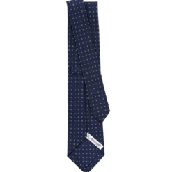 CRAVATTA SARTORIALE CLASSICA IN SETA BLU SCURO Microfantasia fiore