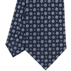CRAVATTA SARTORIALE CLASSICA IN SETA BLU SCURO Microfantasia fiore