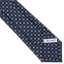 CRAVATTA SARTORIALE CLASSICA IN SETA BLU SCURO Microfantasia fiore