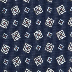 CRAVATTA SARTORIALE CLASSICA IN SETA BLU SCURO Microfantasia fiore
