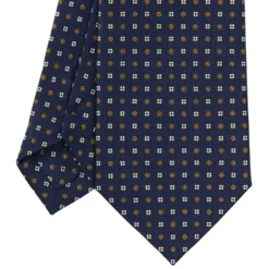 CRAVATTA SARTORIALE CLASSICA IN SETA BLU SCURO Microfantasia fiore