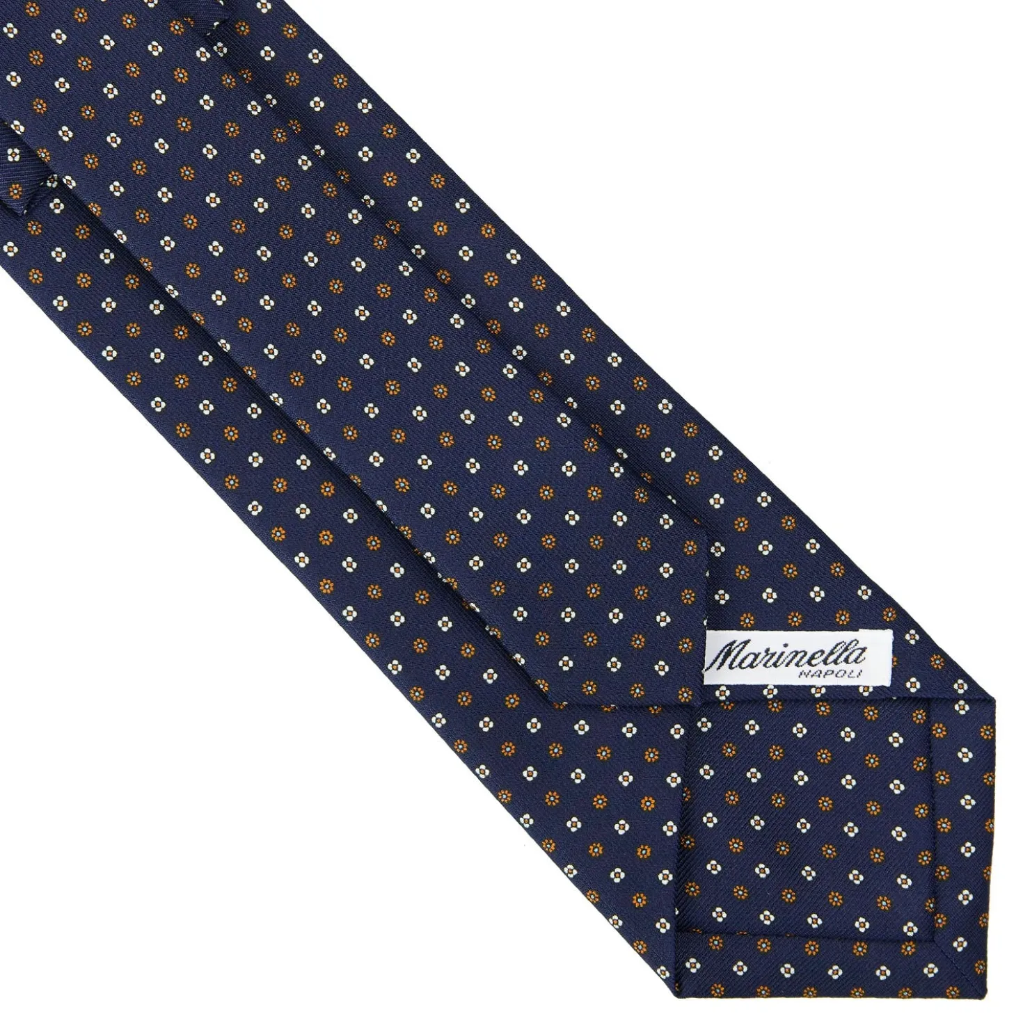 CRAVATTA SARTORIALE CLASSICA IN SETA BLU SCURO Microfantasia fiore
