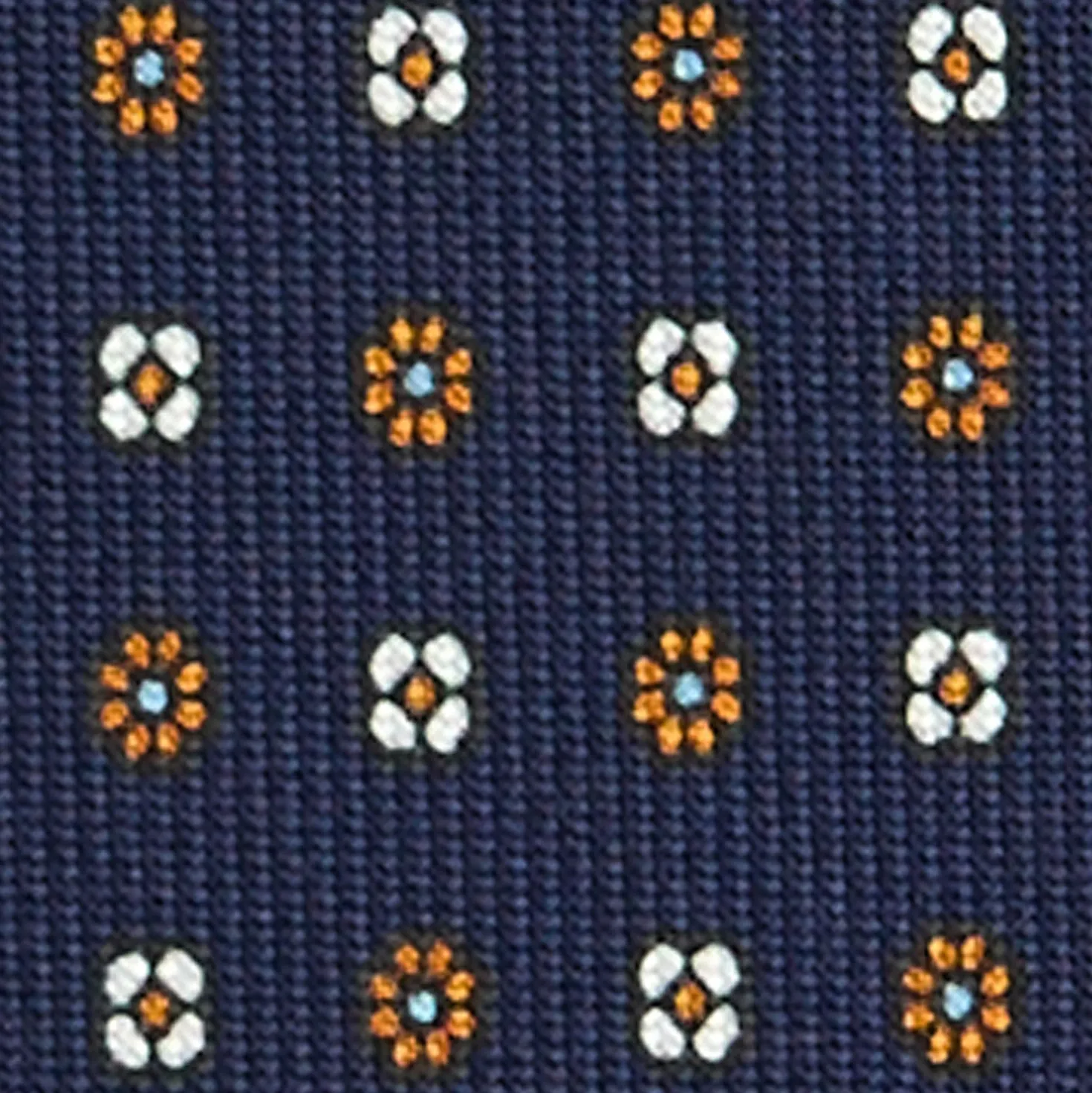 CRAVATTA SARTORIALE CLASSICA IN SETA BLU SCURO Microfantasia fiore
