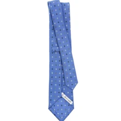 CRAVATTA SARTORIALE CLASSICA IN SETA AZZURRO POLVERE Microfantasia fiore