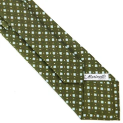 CRAVATTA SARTORIALE CLASSICA IN SETA VERDE OLIVA Microfantasia fiore