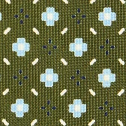 CRAVATTA SARTORIALE CLASSICA IN SETA VERDE OLIVA Microfantasia fiore