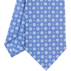 CRAVATTA SARTORIALE CLASSICA IN SETA AZZURRO POLVERE Microfantasia fiore