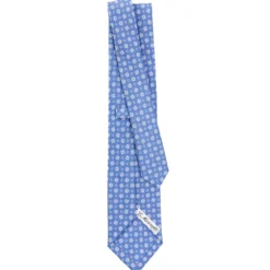 CRAVATTA SARTORIALE CLASSICA IN SETA AZZURRO POLVERE Microfantasia fiore