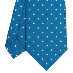 CRAVATTA SARTORIALE CLASSICA IN SETA BLU MEDIO Microfantasia fiore
