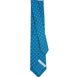 CRAVATTA SARTORIALE CLASSICA IN SETA BLU MEDIO Microfantasia fiore