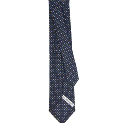 CRAVATTA SARTORIALE CLASSICA IN SETA BLU SCURO Microfantasia fiore