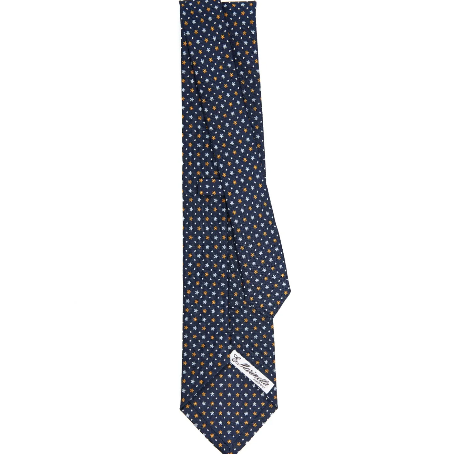 CRAVATTA SARTORIALE CLASSICA IN SETA BLU SCURO Microfantasia fiore