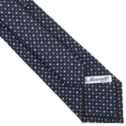 CRAVATTA SARTORIALE CLASSICA IN SETA BLU SCURO Microfantasia fiore