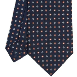 CRAVATTA SARTORIALE CLASSICA IN SETA BLU SCURO Microfantasia fiore