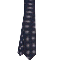 CRAVATTA SARTORIALE CLASSICA IN SETA BLU SCURO Microfantasia fiore