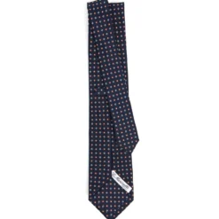 CRAVATTA SARTORIALE CLASSICA IN SETA BLU SCURO Microfantasia fiore
