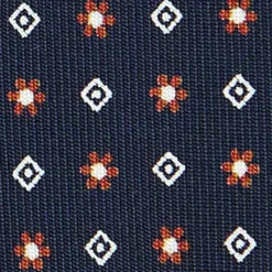CRAVATTA SARTORIALE CLASSICA IN SETA BLU SCURO Microfantasia fiore