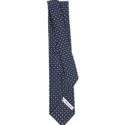 CRAVATTA SARTORIALE CLASSICA IN SETA BLU SCURO Microfantasia fiore
