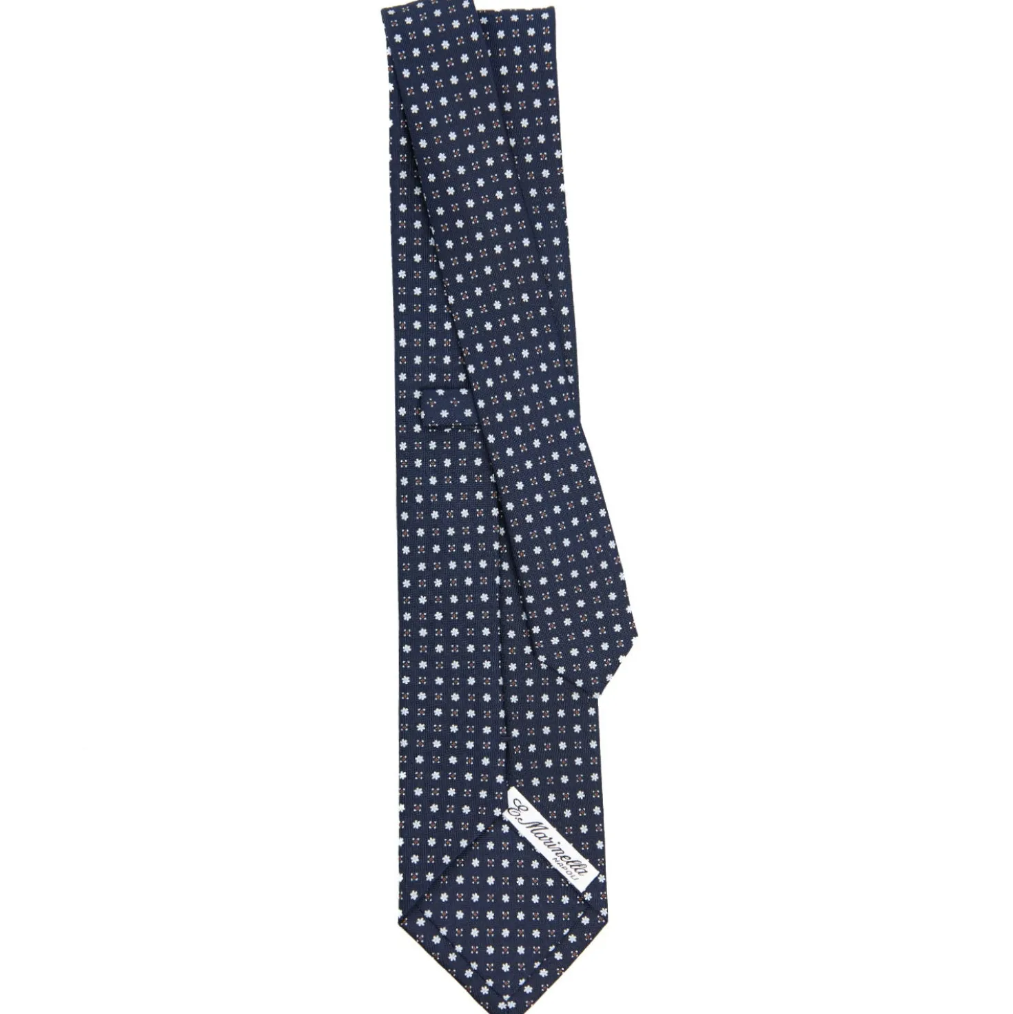 CRAVATTA SARTORIALE CLASSICA IN SETA BLU SCURO Microfantasia fiore