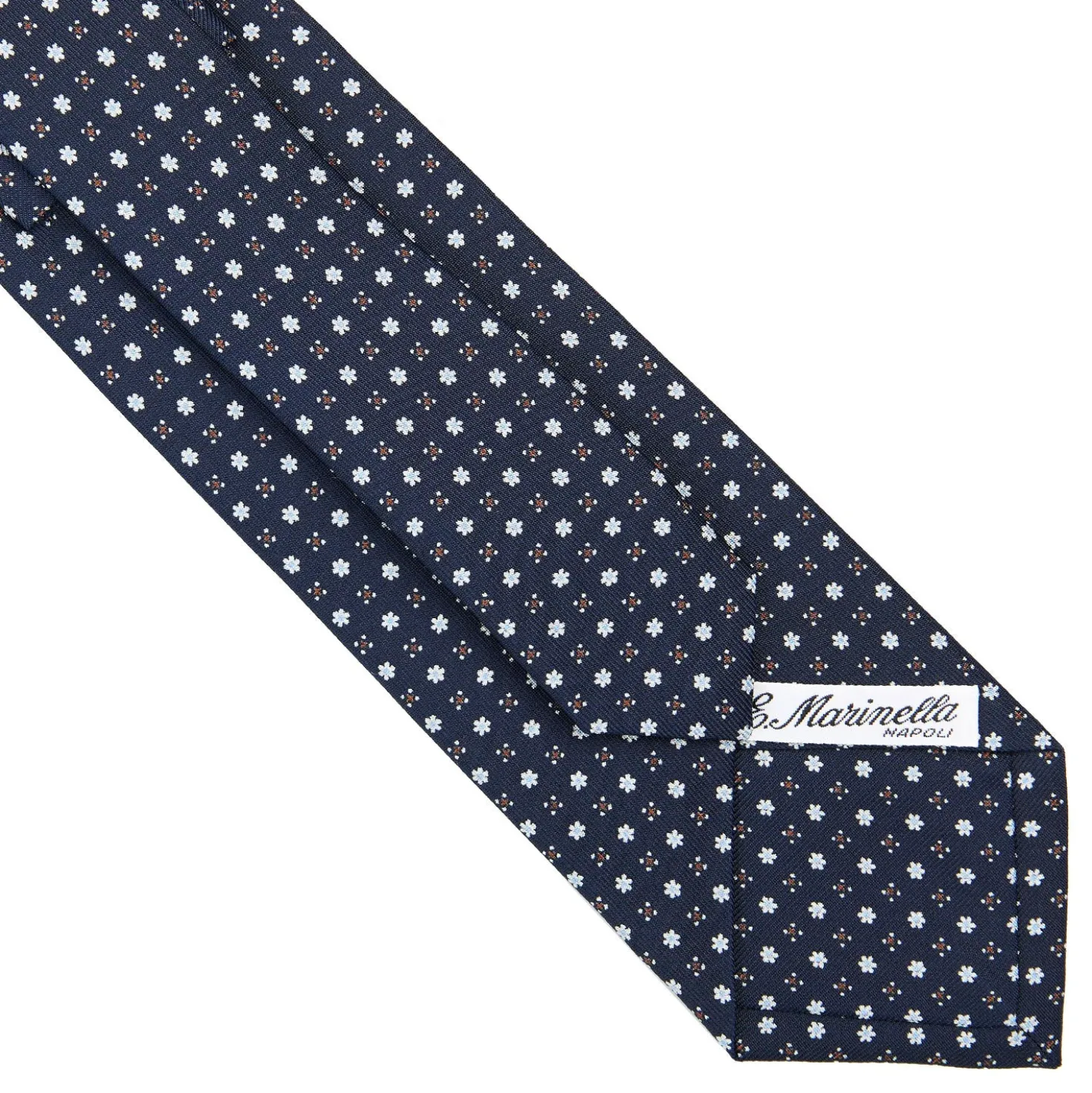 CRAVATTA SARTORIALE CLASSICA IN SETA BLU SCURO Microfantasia fiore