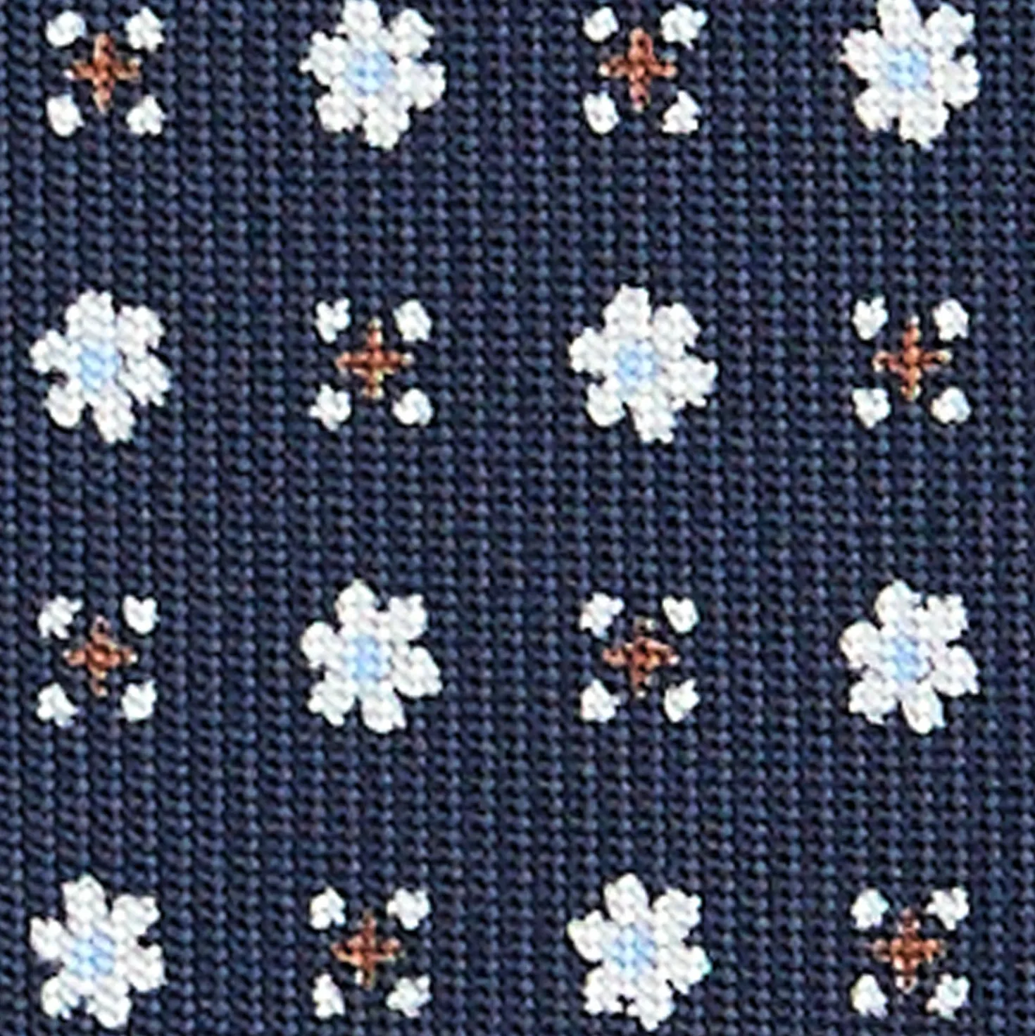 CRAVATTA SARTORIALE CLASSICA IN SETA BLU SCURO Microfantasia fiore