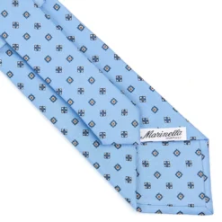 CRAVATTA SARTORIALE CLASSICA IN SETA AZZURRA Microfantasia fiore