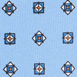 CRAVATTA SARTORIALE CLASSICA IN SETA AZZURRA Microfantasia fiore