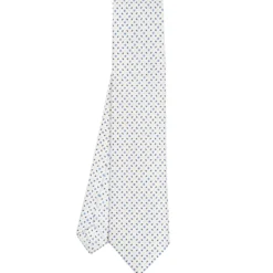 CRAVATTA SARTORIALE CLASSICA IN SETA BIANCA Microfantasia fiore