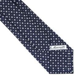 CRAVATTA SARTORIALE CLASSICA IN SETA BLU SCURO Microfantasia fiore