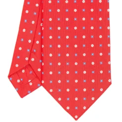 CRAVATTA SARTORIALE CLASSICA IN SETA ROSSA Microfantasia fiore