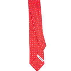 CRAVATTA SARTORIALE CLASSICA IN SETA ROSSA Microfantasia fiore