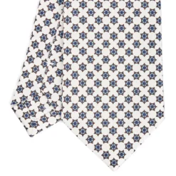 CRAVATTA SARTORIALE CLASSICA IN SETA BIANCA Microfantasia fiore