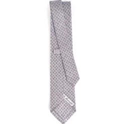 CRAVATTA SARTORIALE CLASSICA IN SETA GRIGIO CHIARO Microfantasia fiore