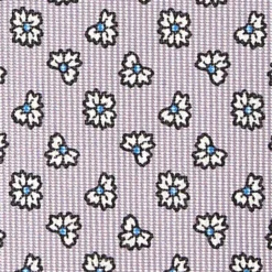 CRAVATTA SARTORIALE CLASSICA IN SETA GRIGIO CHIARO Microfantasia fiore