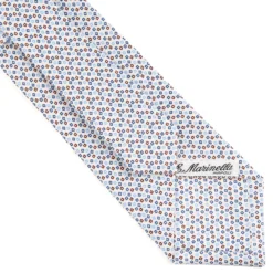 CRAVATTA SARTORIALE CLASSICA IN SETA BIANCO Microfantasia fiore